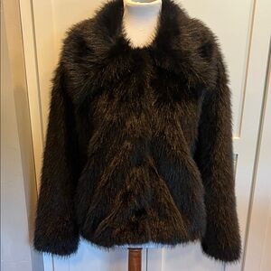 Simply Vera Vera Wang Brown Faux Fur Jacket Size L